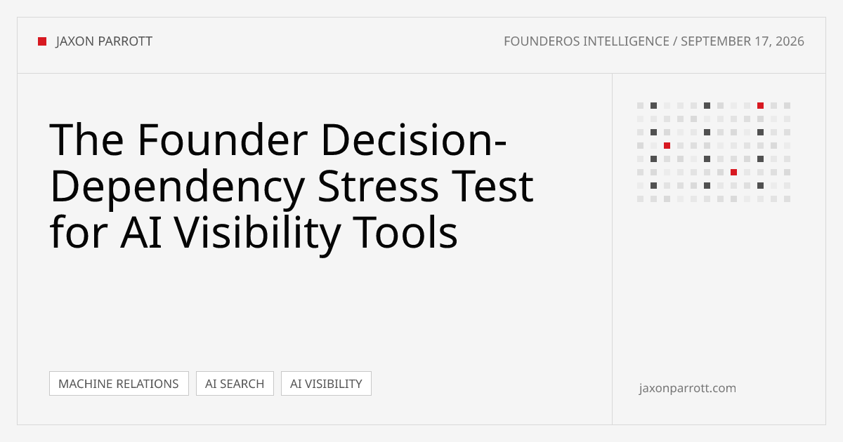 The Founder Decision-Dependency Stress Test for AI Visibility Tools — FounderOS Intelligence by Jaxon Parrott