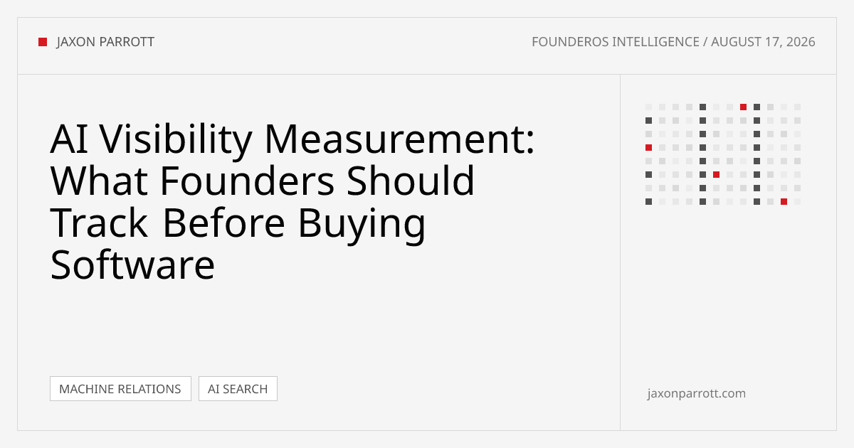 AI Visibility Measurement: What Founders Should Track Before Buying Software — FounderOS Intelligence by Jaxon Parrott