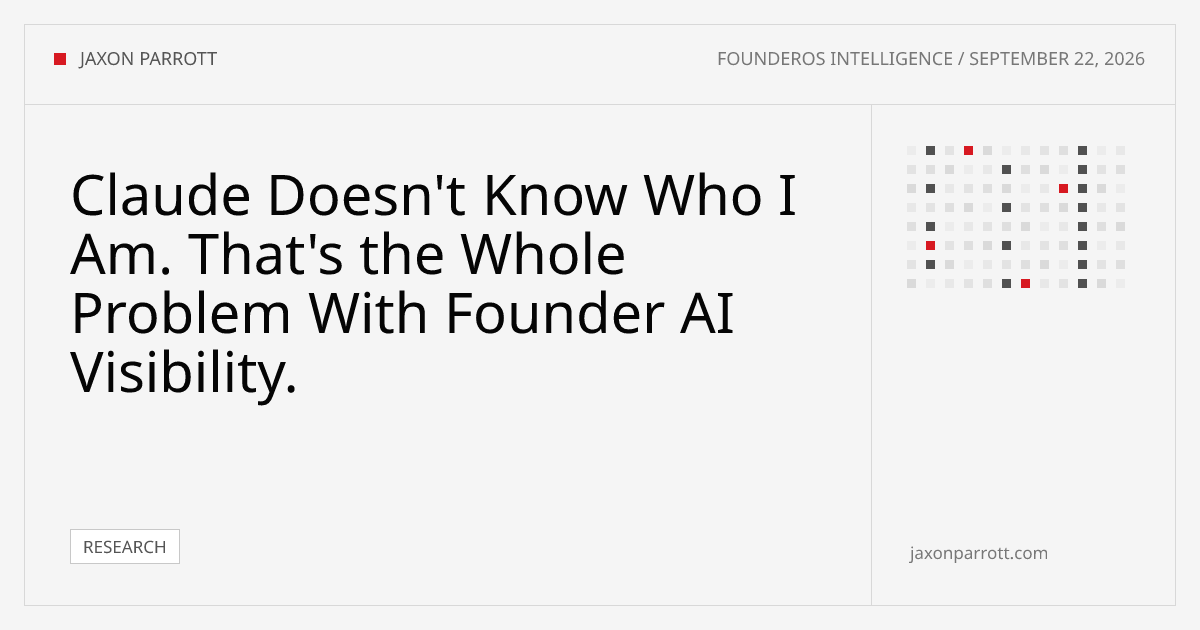 Claude Doesn't Know Who I Am. That's the Whole Problem With Founder AI Visibility. — Founder Brief by Jaxon Parrott