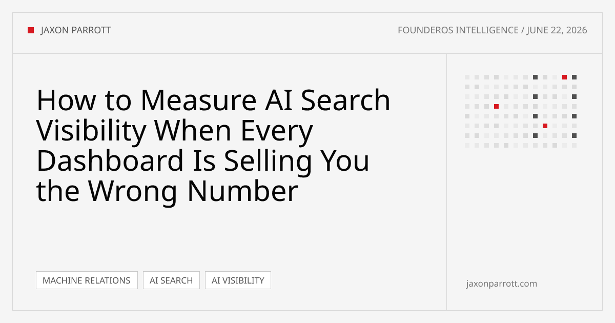 How to Measure AI Search Visibility When Every Dashboard Is Selling You the Wrong Number — FounderOS Intelligence by Jaxon Parrott