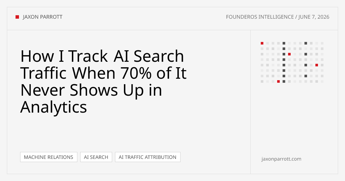 How I Track AI Search Traffic When 70% of It Never Shows Up in Analytics — FounderOS Intelligence by Jaxon Parrott
